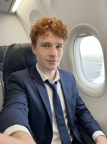 Francis, AI character: window seat on an early flight to an away game, foggy runway and a clipped wing visible through the oval…