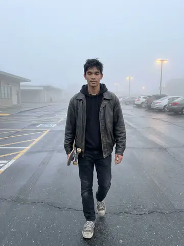 Arvin, AI character: empty school parking lot in Daly City at 6 a