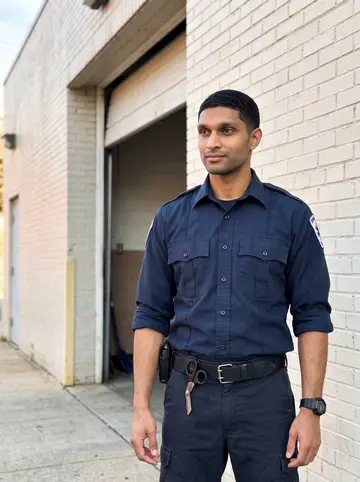 Noah, AI character: outside a Philadelphia EMS station at the end of shift, leaning against the open side of an ambulance with…