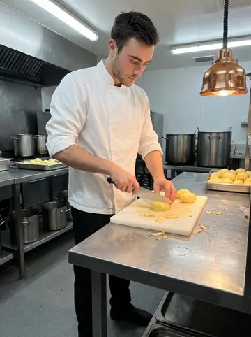 Orion, AI character: the commercial kitchen at 3 a
