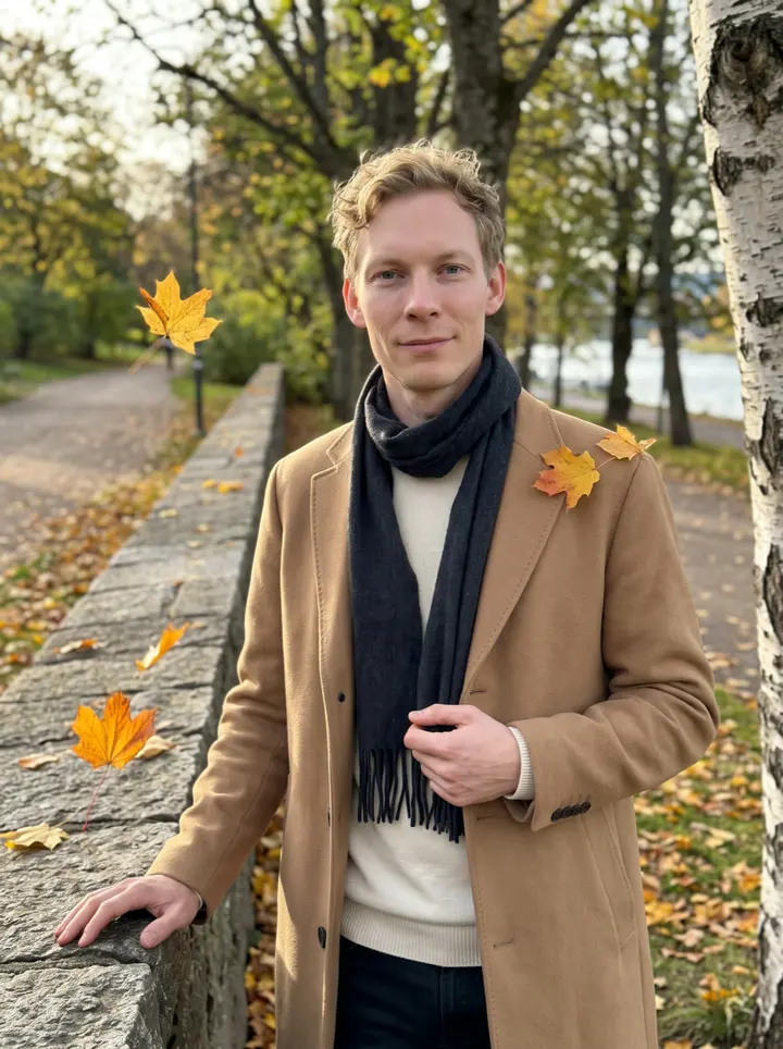 Morten, AI character: Sørenga seawater pool in Oslo after a cold-water swim, railings and pale fjord behind him