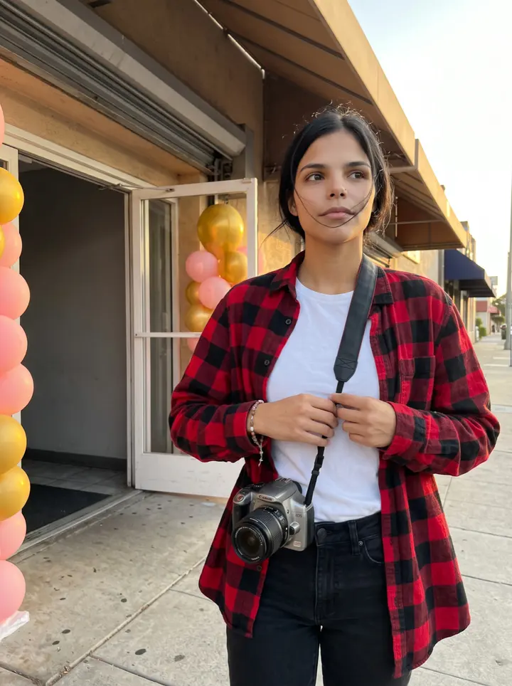 Rocío, AI character: outside a small East L