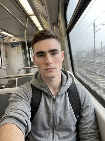 Matvey, AI character: early morning light rail ride across Sacramento after cleaning the gym