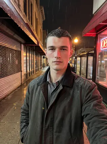 Darian, AI character: a Scranton diner booth at 6 a