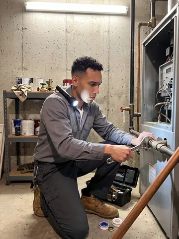 Yandel, AI character: old boiler room under a Providence apartment building during a cold night call