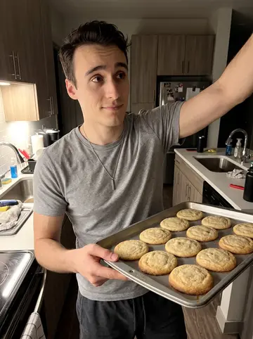 Miguel, AI character: his Phoenix apartment kitchen late at night after practicing falls downstairs